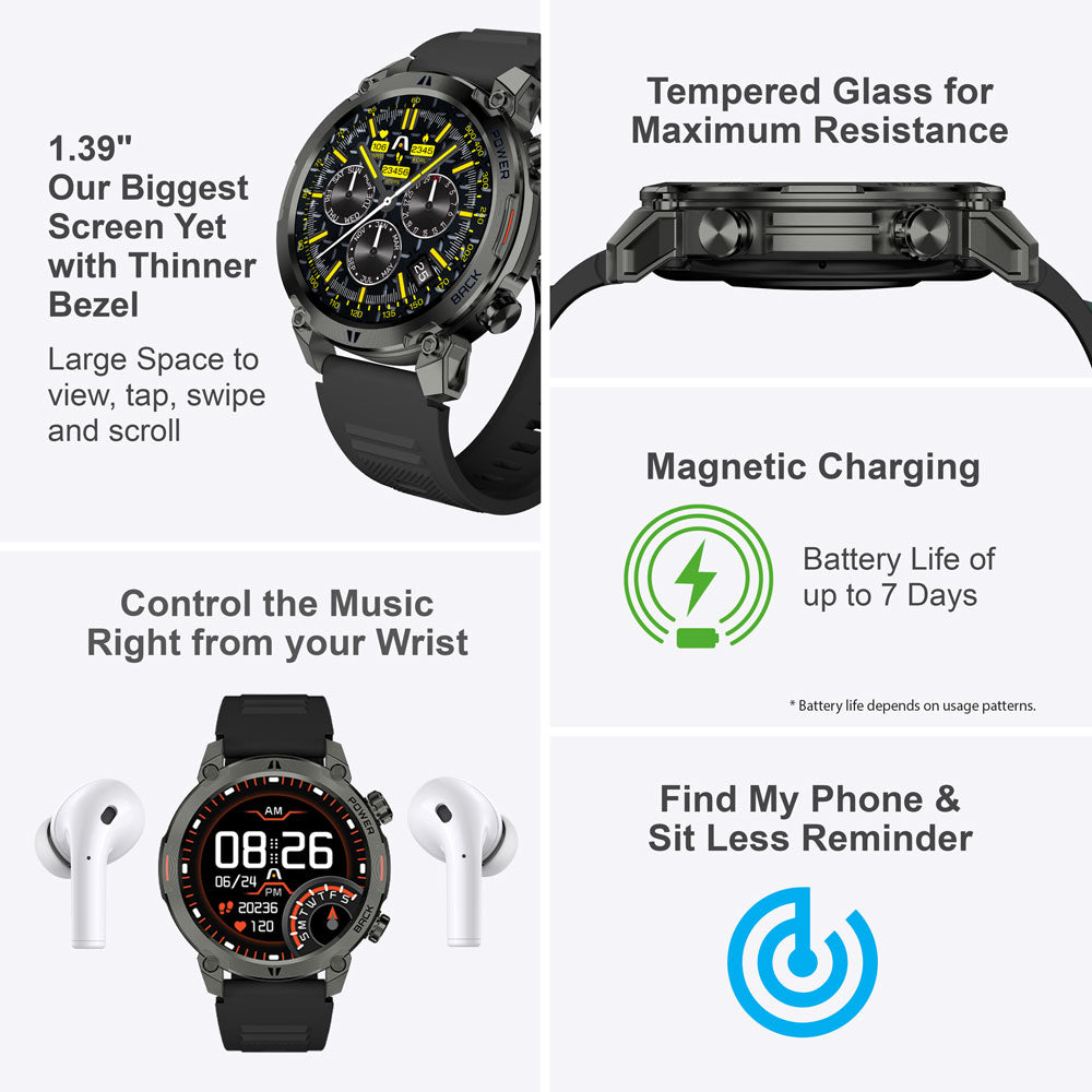 SMART-WATCH ARGOM ARG-WT-6070BL 1.39INCH BIOSENSOR SEGUIMIENTO FISICO PODOMETRO RENDONDO